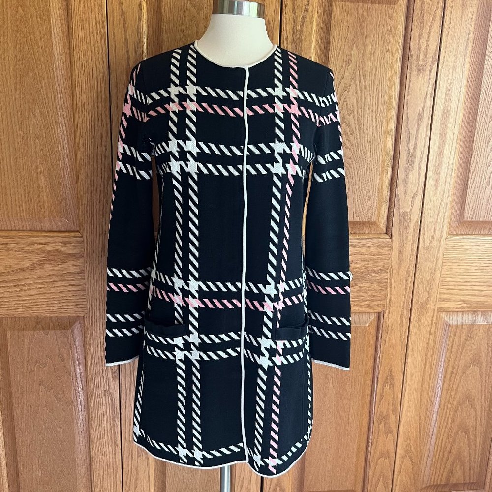 TALBOTS-Herringbone Plaid Cotton Blend Coatigan - 38” Chest -Excellent Condition